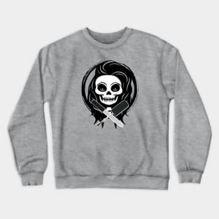 Female Nail Tech Skull and Manicurist Tools Black Logo Crewneck Sweatshirt